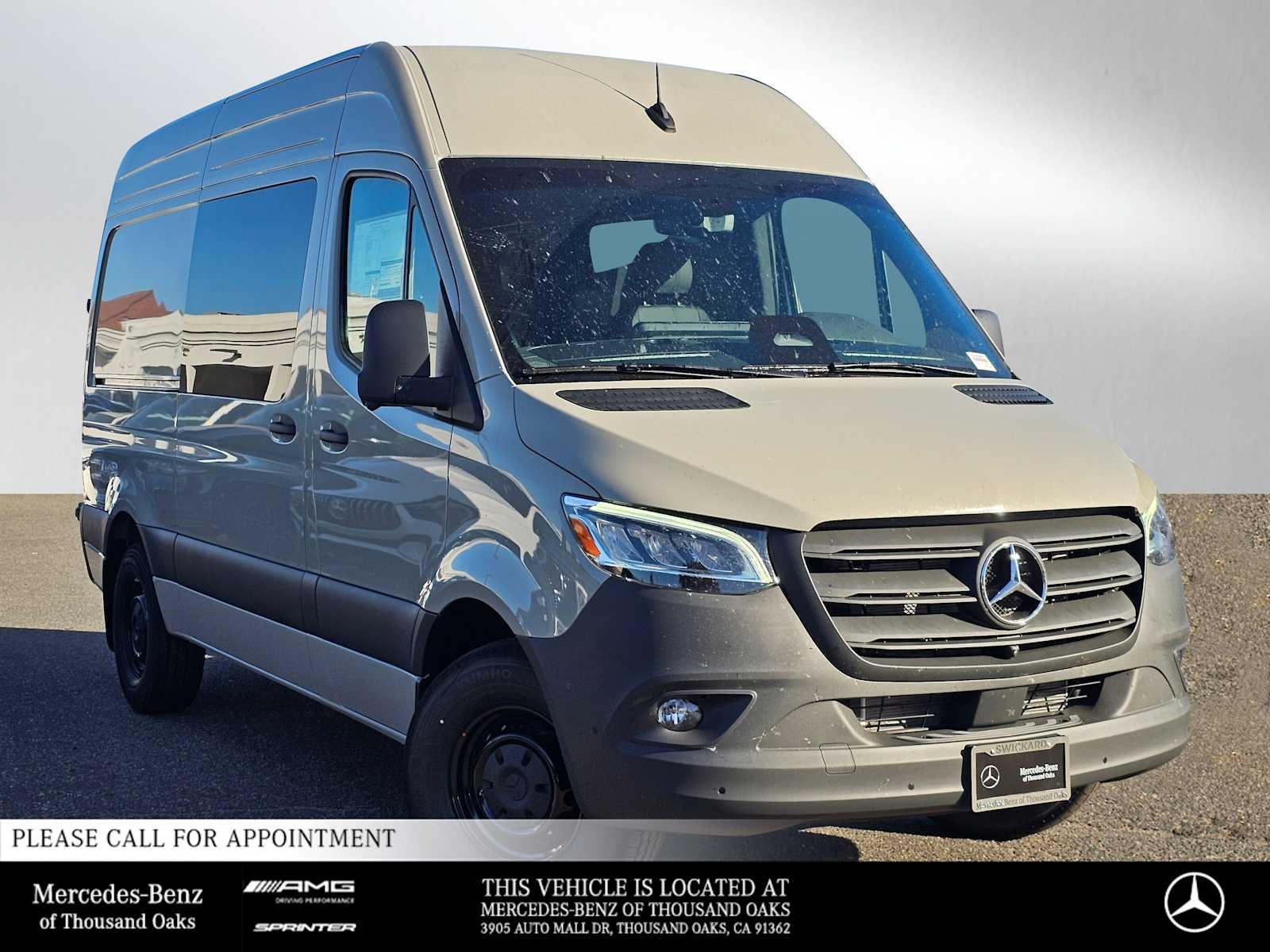 2026 Mercedes-Benz Sprinter 2500 Standard Roof I4 Diesel HO 144 RWD in Stone Gray — front three-quarter view