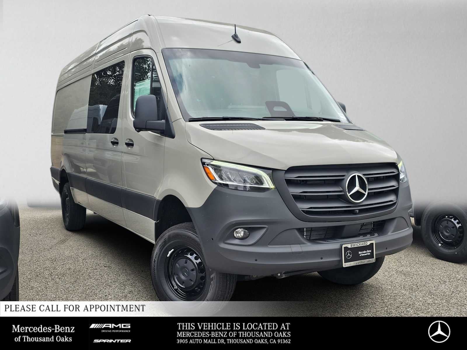 2026 Mercedes-Benz Sprinter 2500 High Roof I4 Diesel HO 170 AWD in Stone Gray — front three-quarter view