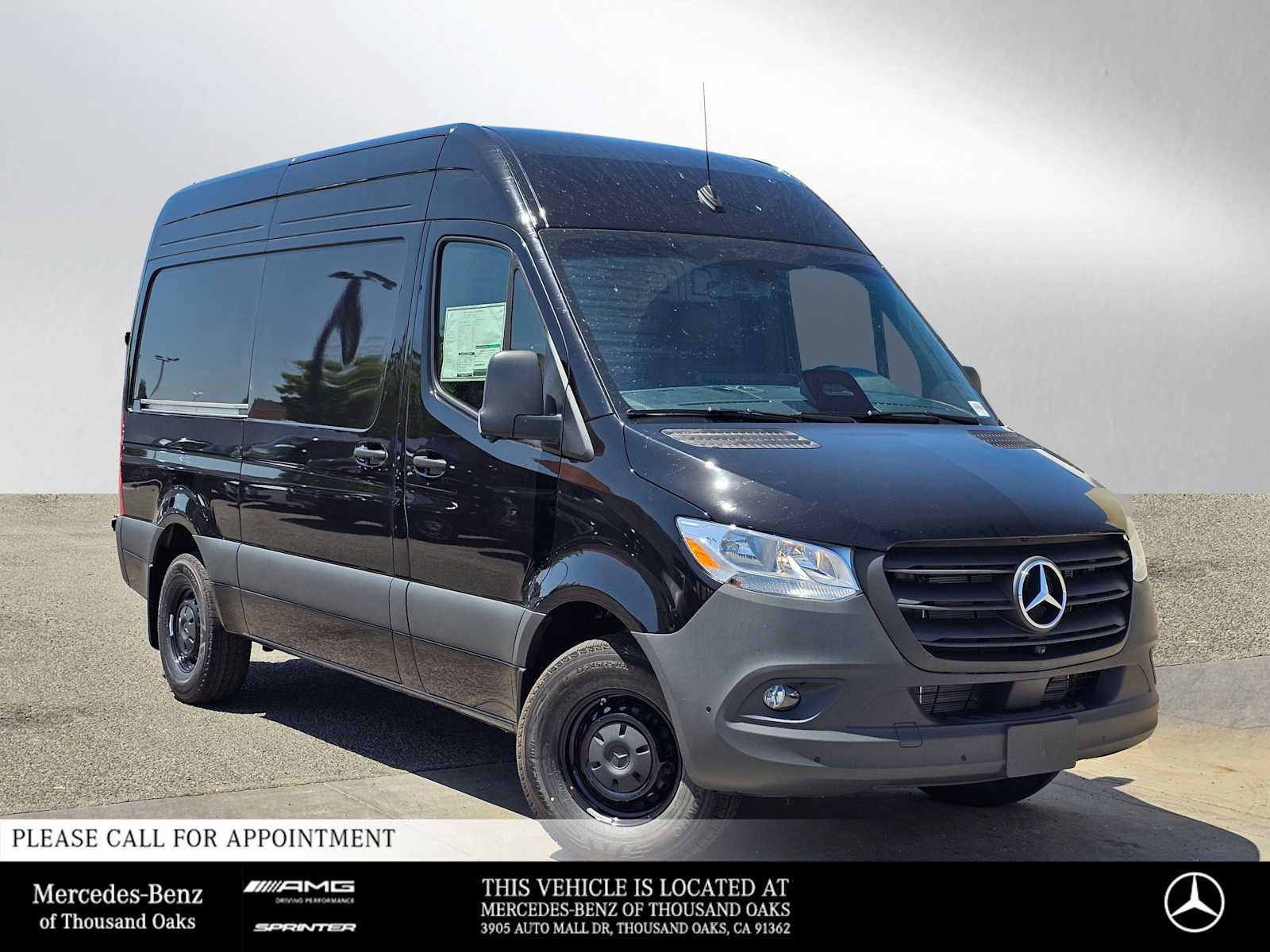 2026 Mercedes-Benz Sprinter 2500 Standard Roof I4 Diesel 144 RWD in Jet Black — front three-quarter view